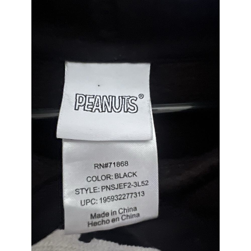 Peanuts Snoopy Black White Hoodie Sweatshirt Embroidered 2XL Pocket Stretch - Picture 6 of 7